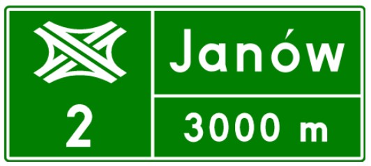 Znak E-20 na drodze ekspresowej