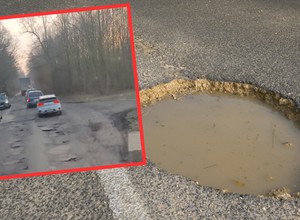 Łodź. "Krajobraz księżycowy" na dziurawej drodze wylotowej. "To jest niepojęte" [WIDEO]