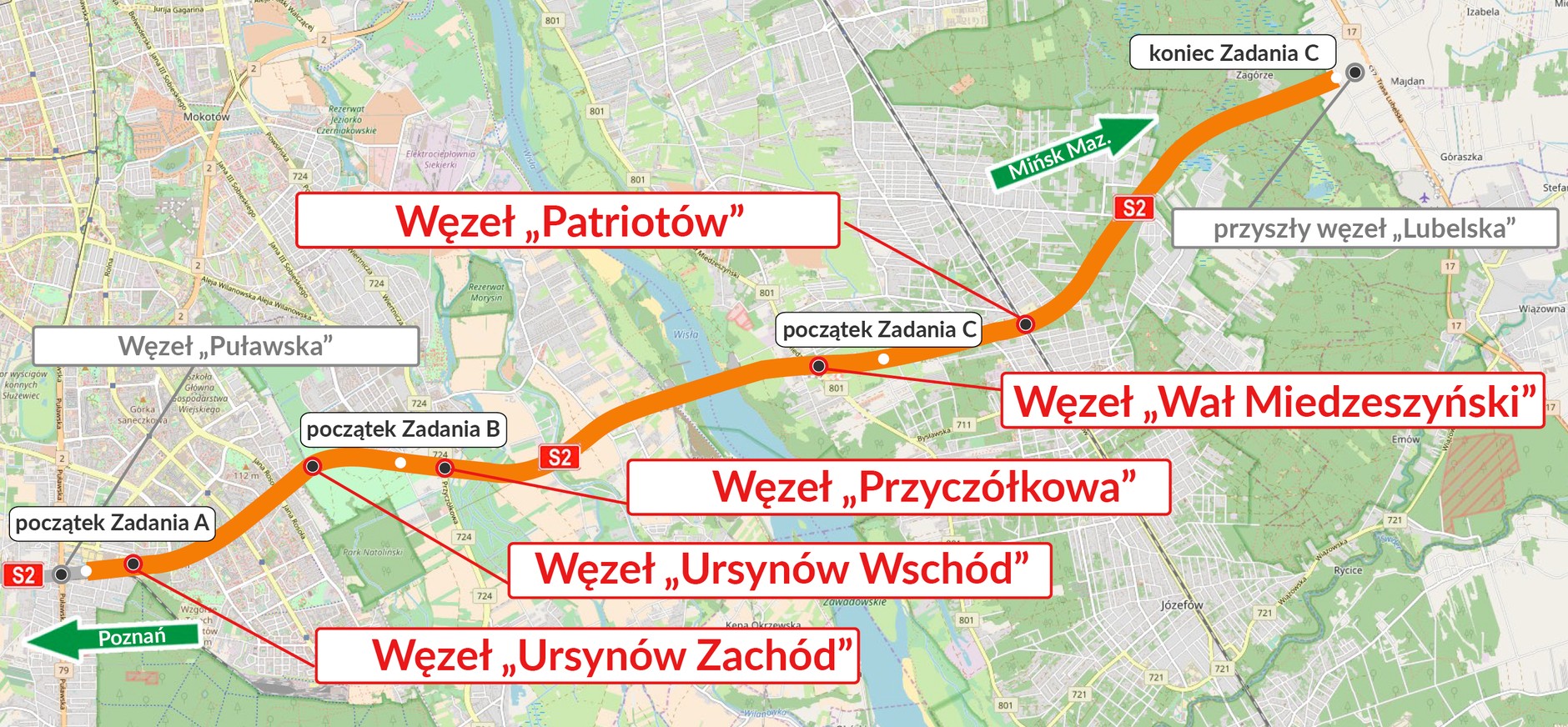 Południowa Obwodnica Warszawy (S2) na odcinku od węzła „Puławska” do węzła „Lubelska”