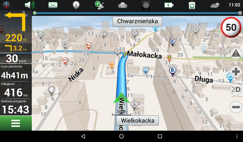 Navitel - przebieg drogi dobrze widać na dużym ekranie
