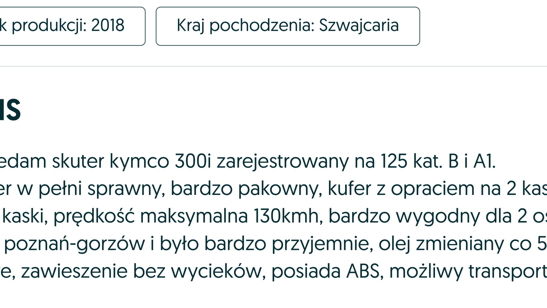 Ogłoszenie o sprzedaży jednośladu ze sfałszowanymi dokumentami