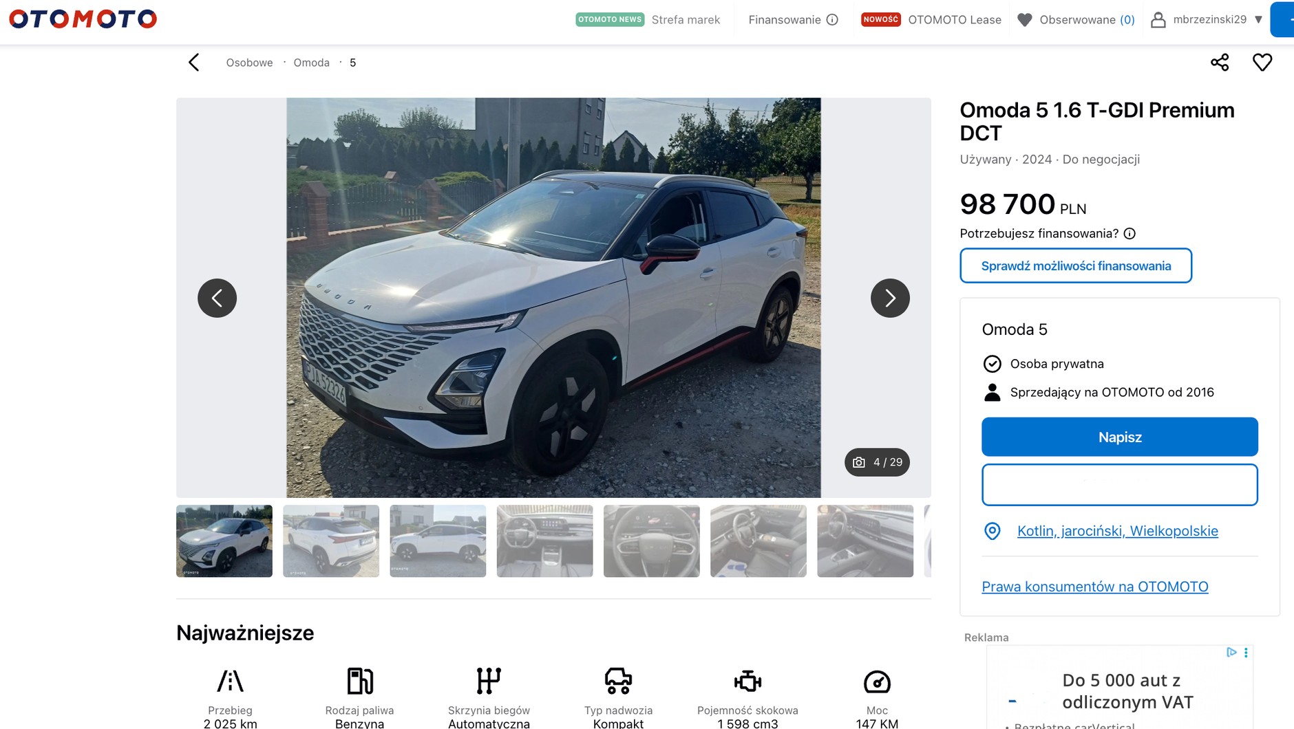 Używana Omoda Premium w ogłoszeniu