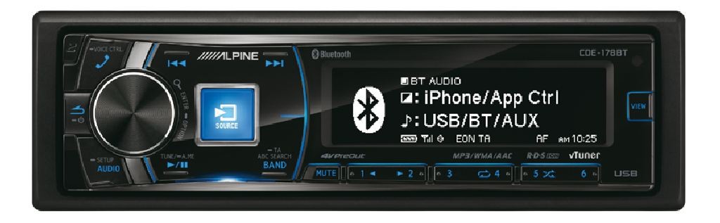 Radiem Alpine CDE-178BT można sterować poprzez aplikację w telefonie z iOS lub Android.