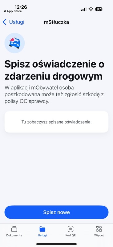 Funkcja mStłuczka w aplikacji mObywatel