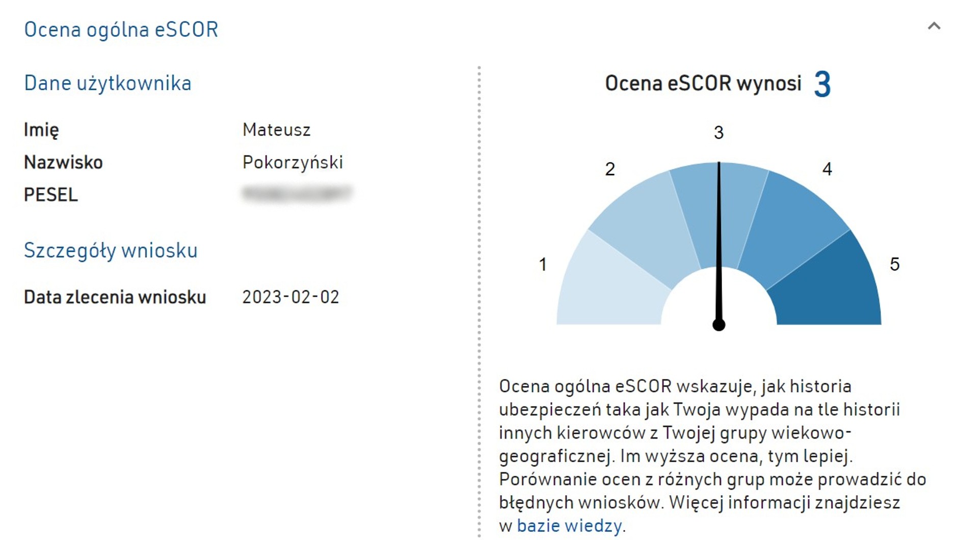 Zrzut ekranu eSCOR