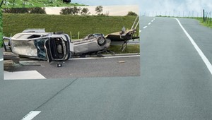 Laweta uderzyła w bariery na A4. Samochody kompletnie zniszczone