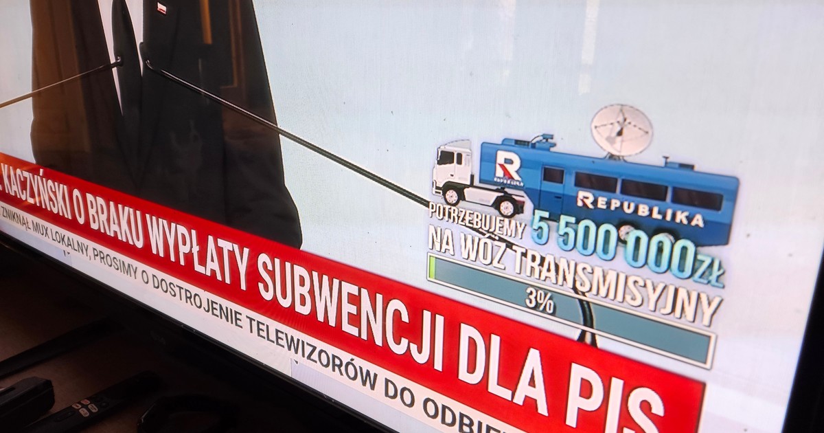 Telewizja Republika zbiera pieniądze na wóz transmisyjny. Prezes PIS radzi, żeby datki przeznaczyć na inny cel