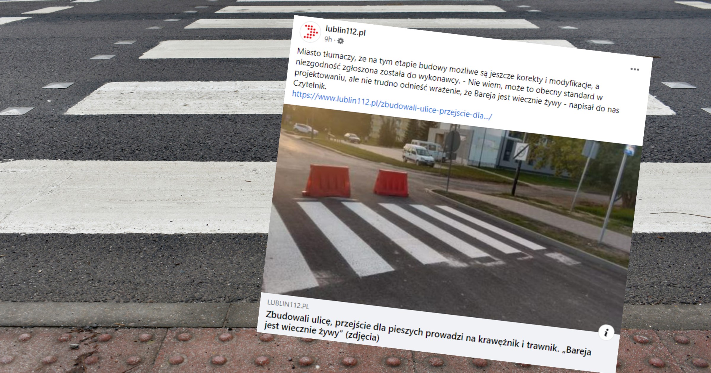 Przejście dla pieszych w Lublinie ma zostać poprawione (facebook.com/lublin112)