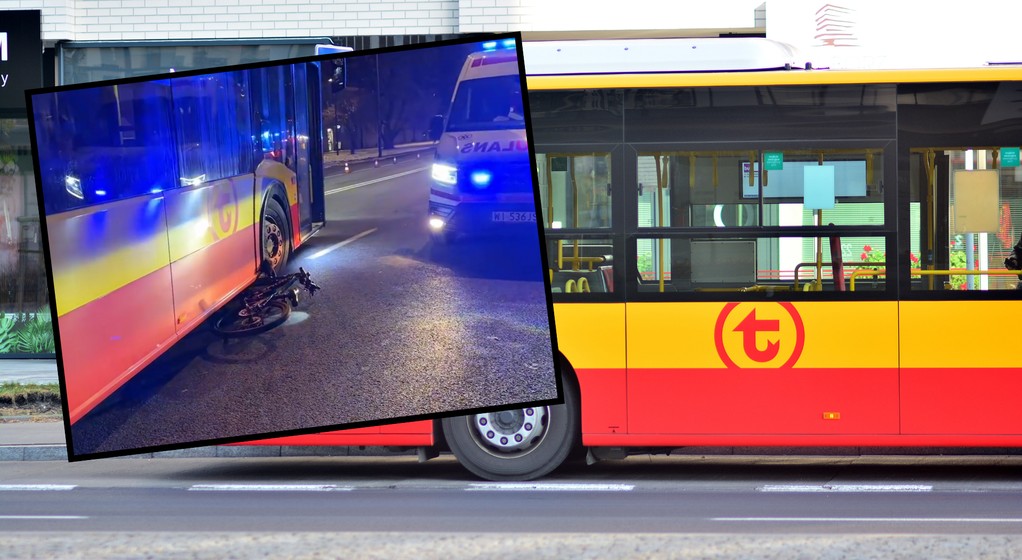 9-latek wjechał na rowerze pod autobus miejski w Warszawie (screen: Facebook/reporterwawa)