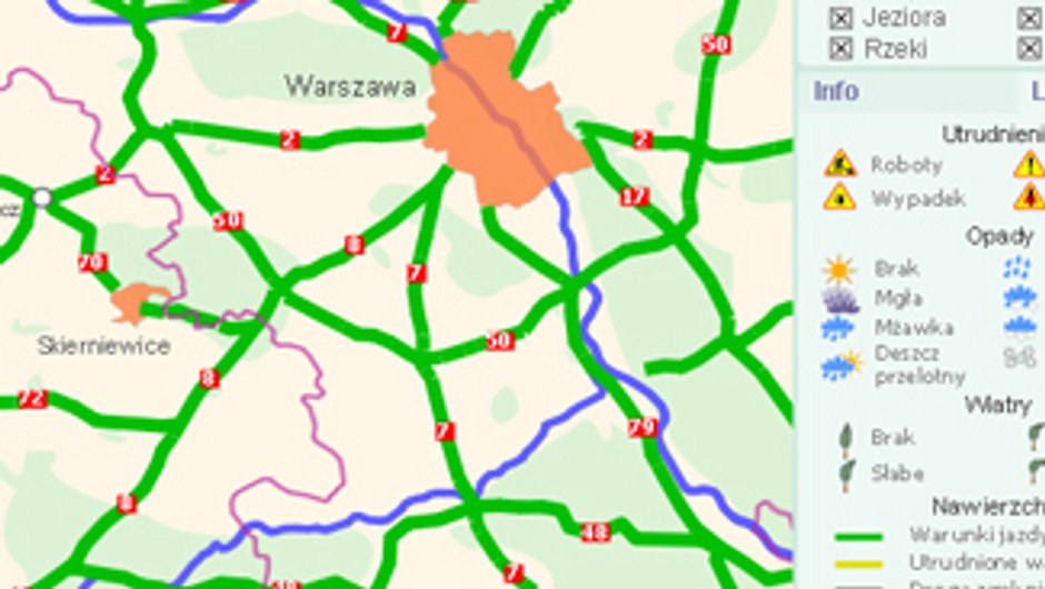 Mapa warunków drogowych