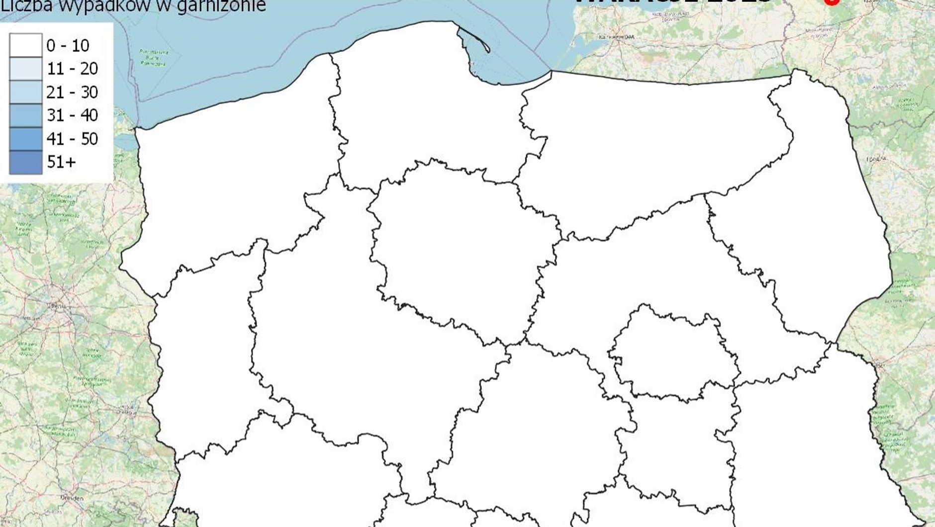 Policyjna mapa wypadków drogowych ze skutkiem śmiertelnym Wakacje 2025 w dniu startu akcji