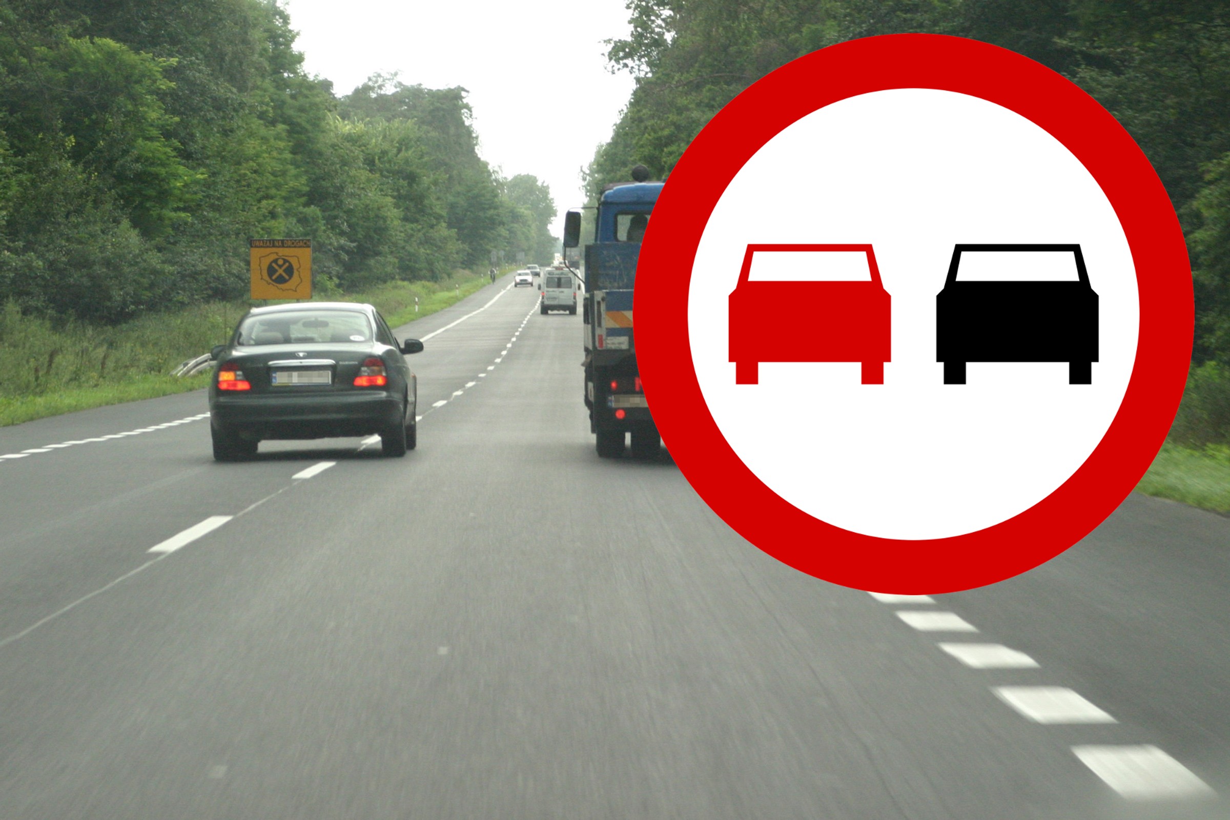 Wyprzedzanie na podwójnej ciągłej jest legalne. To nie znak B-25. Ale są warunki