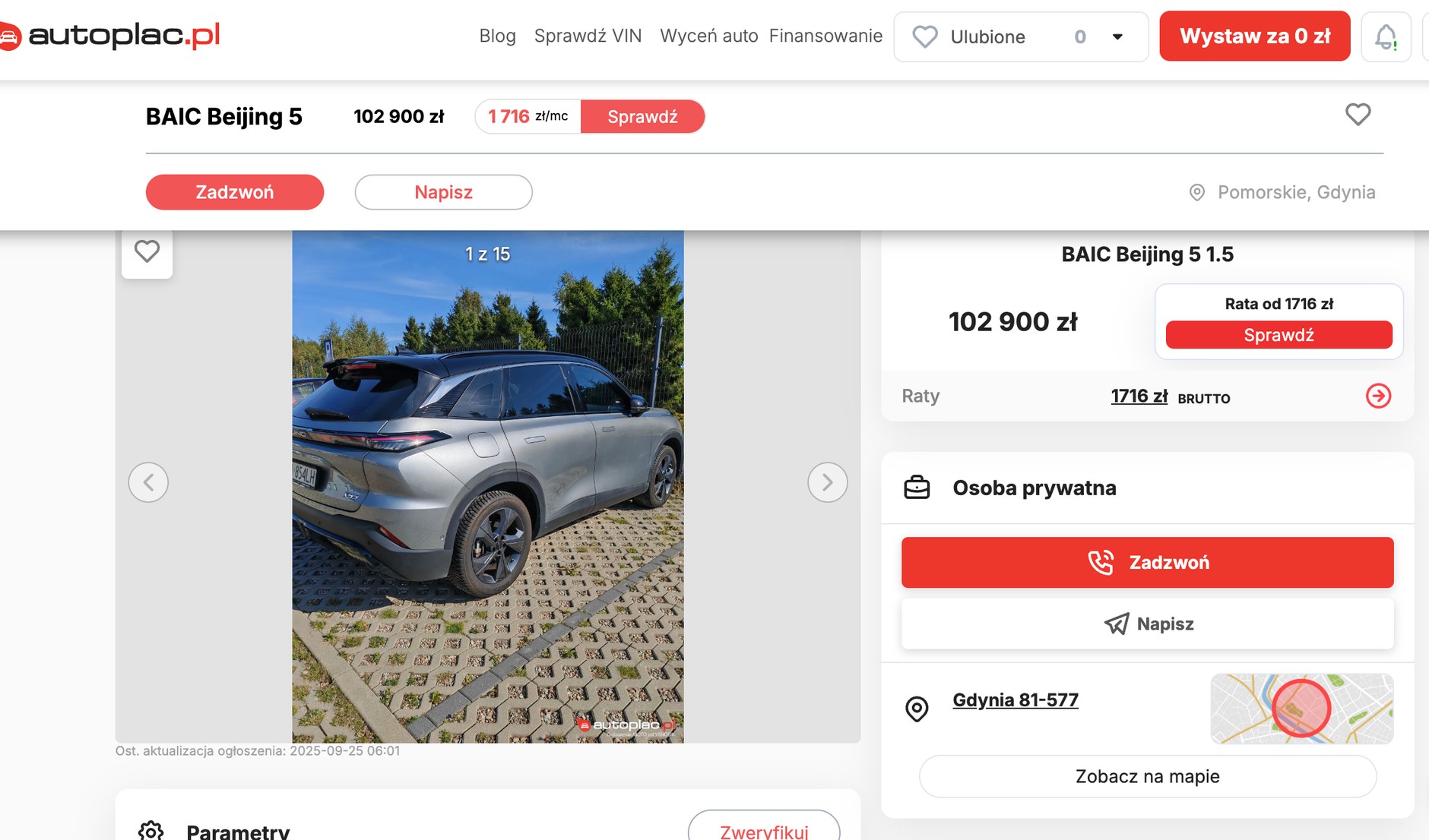 Lekko "popraiony po fabryce"  roczny Baic 5 w ogłoszeniu