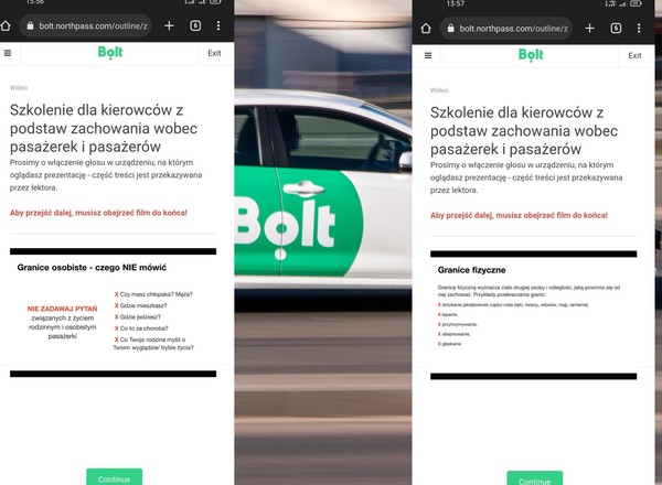 Bolt uczy kierowców, jak się zachowywać wobec pasażerów. Stworzył dla nich quiz