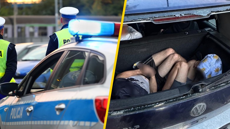 Kontrola drogowa. Osiem osób w osobówce - dwójka podróżowała w bagażniku