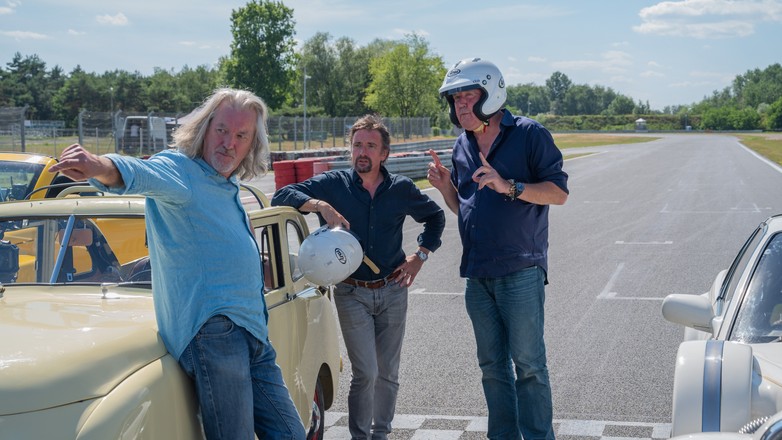 James May, Richard Hammond i Jeremy Clarkson (od lewej) na planie "The Grand Tour: Eurocrash" kręconego m.in. w Polsce