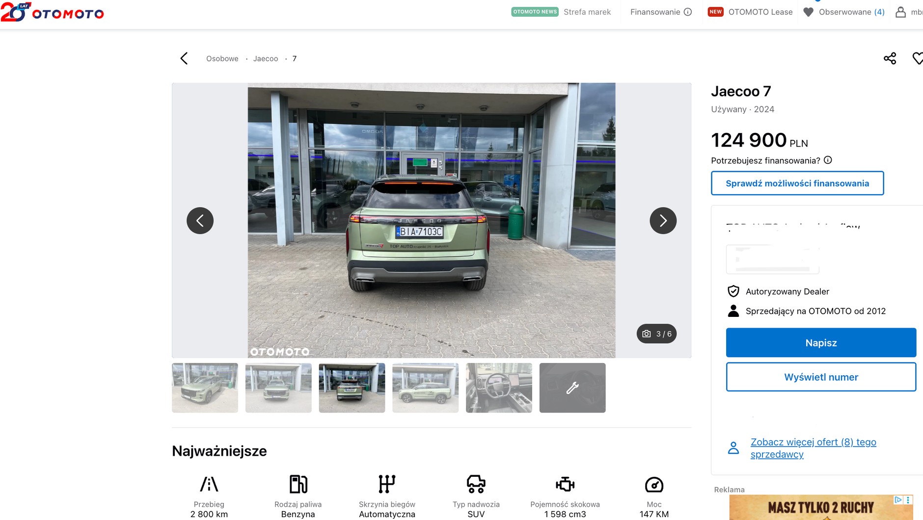 Jaecoo 7 – auto podemonstracyjne na sprzedaż