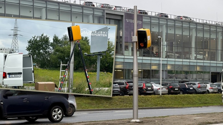 Fotoradar rekordzista znów zawisł na maszcie w Warszawie
