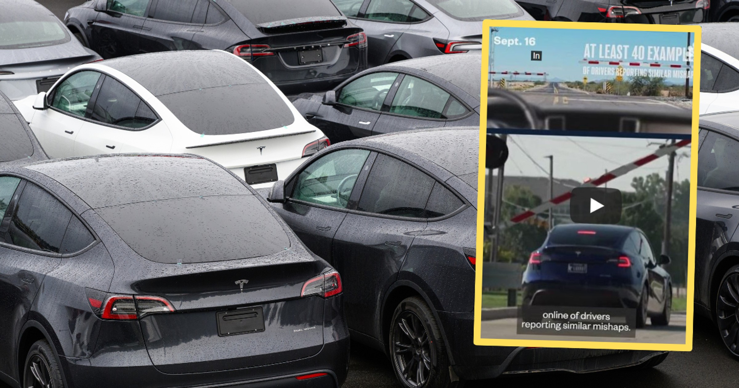 Tesla w trybie FSD nie zatrzymała się przed przejazdem kolejowym (fot. YouTube/NBC)