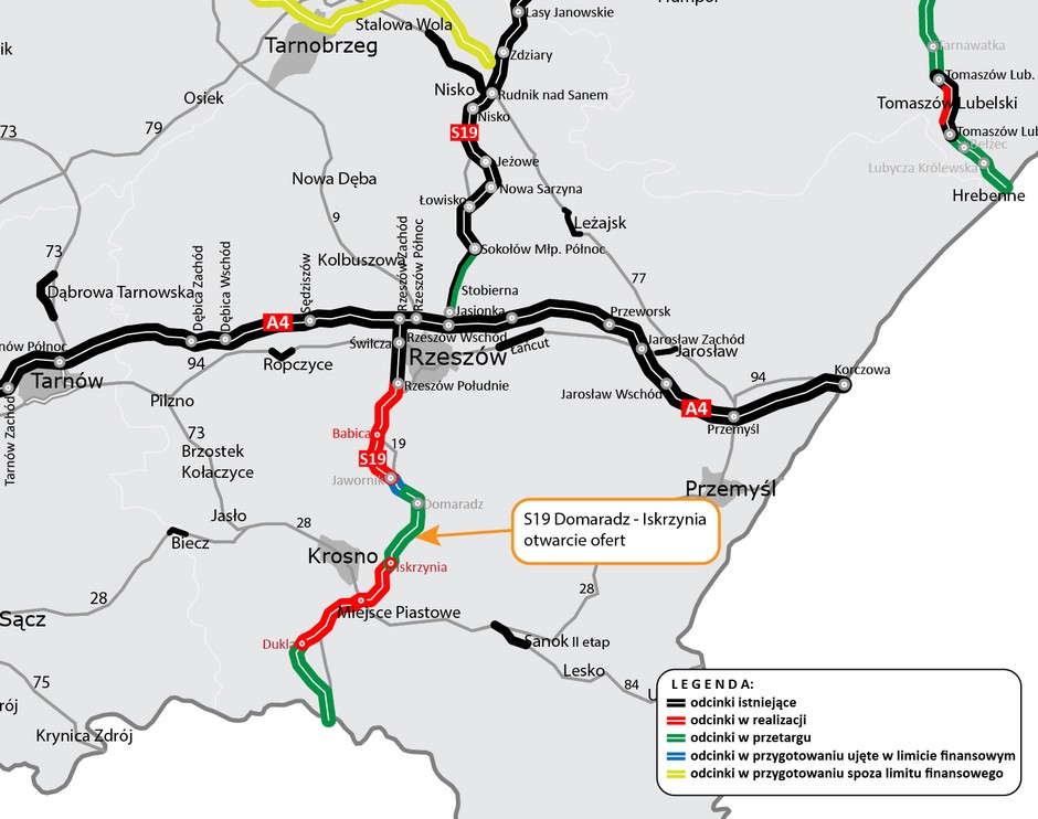 Mapa S19 Domaradz — Iskrzynia