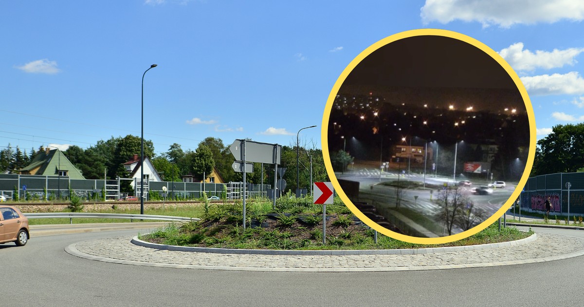 Młody kierowca wjechał na rondo i uderzył w inne auto (fot. screen: legnica.policja.gov.pl)