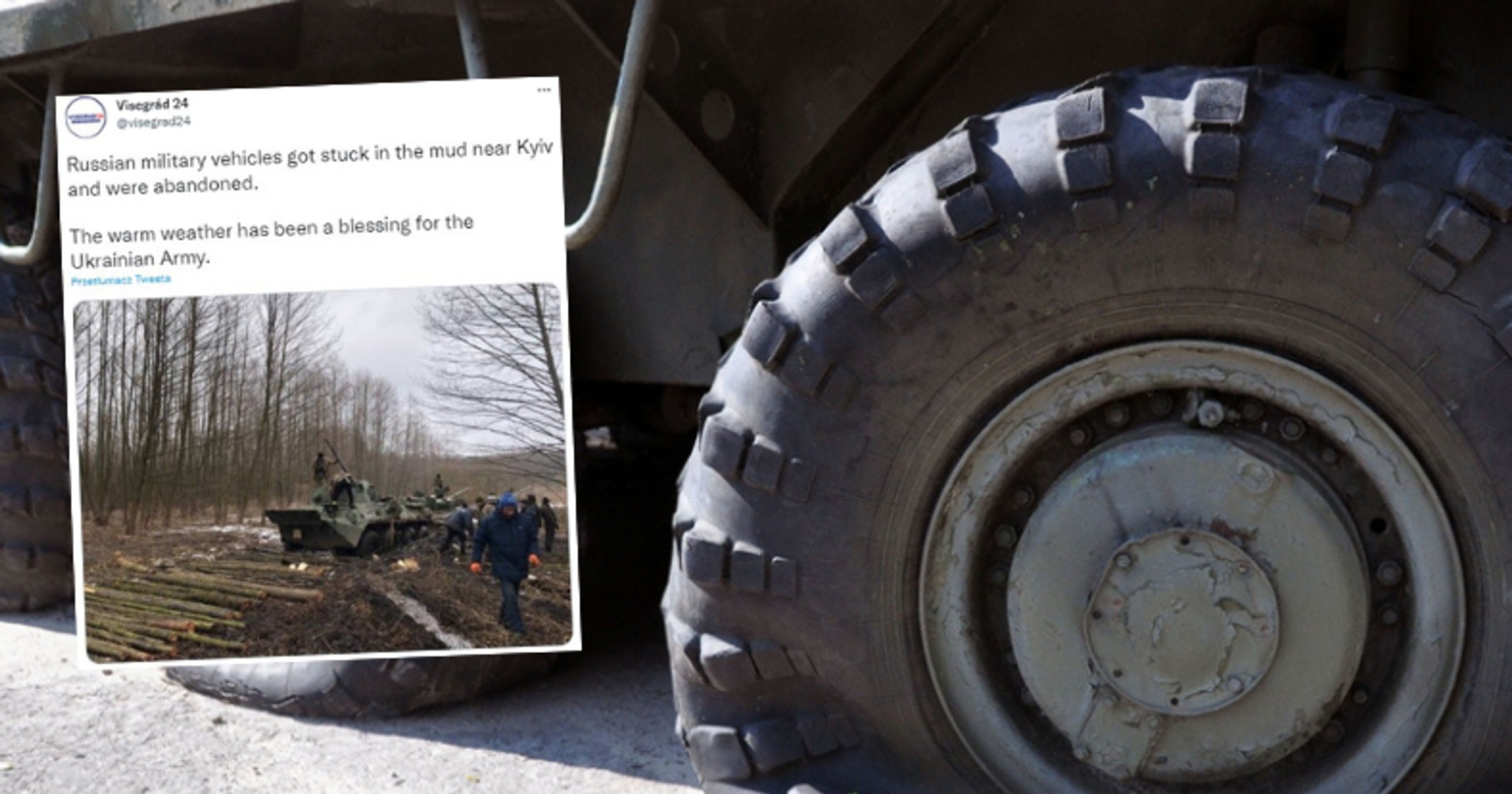 Przez nieprzejezdne drogi Rosjanie porzucają setki wozów bojowych