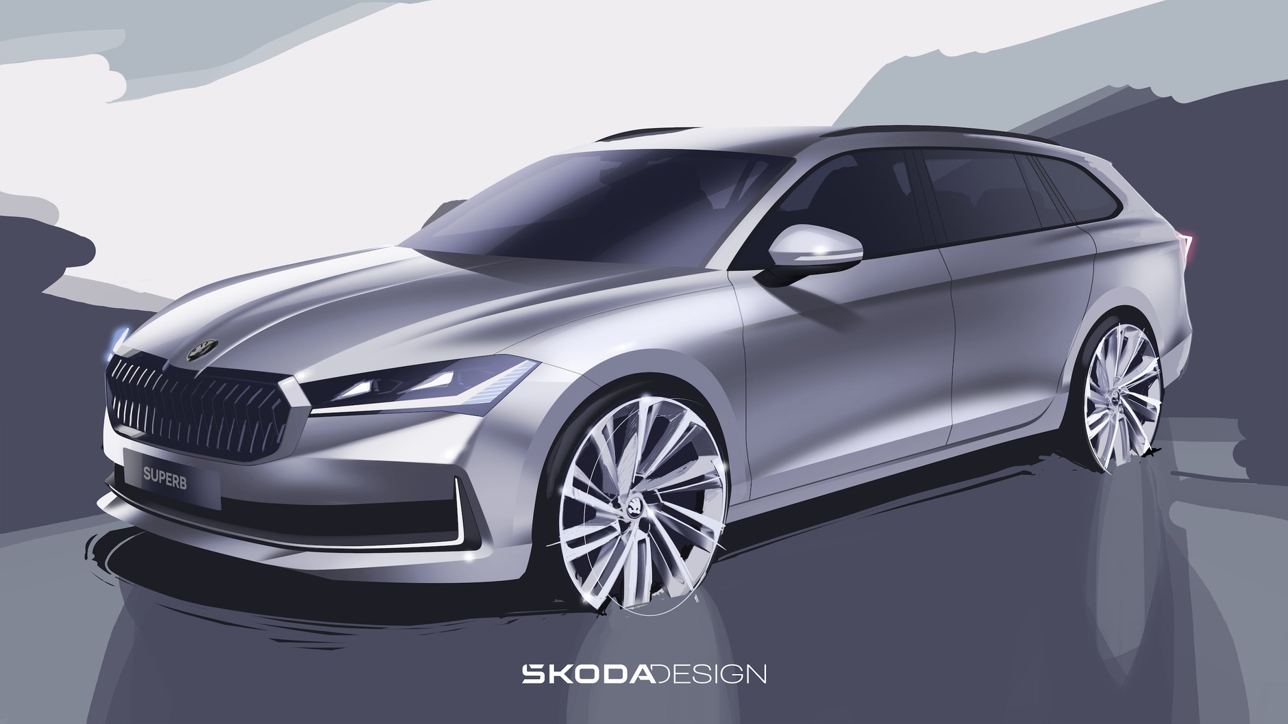 Nowa Skoda Superb na szkicach