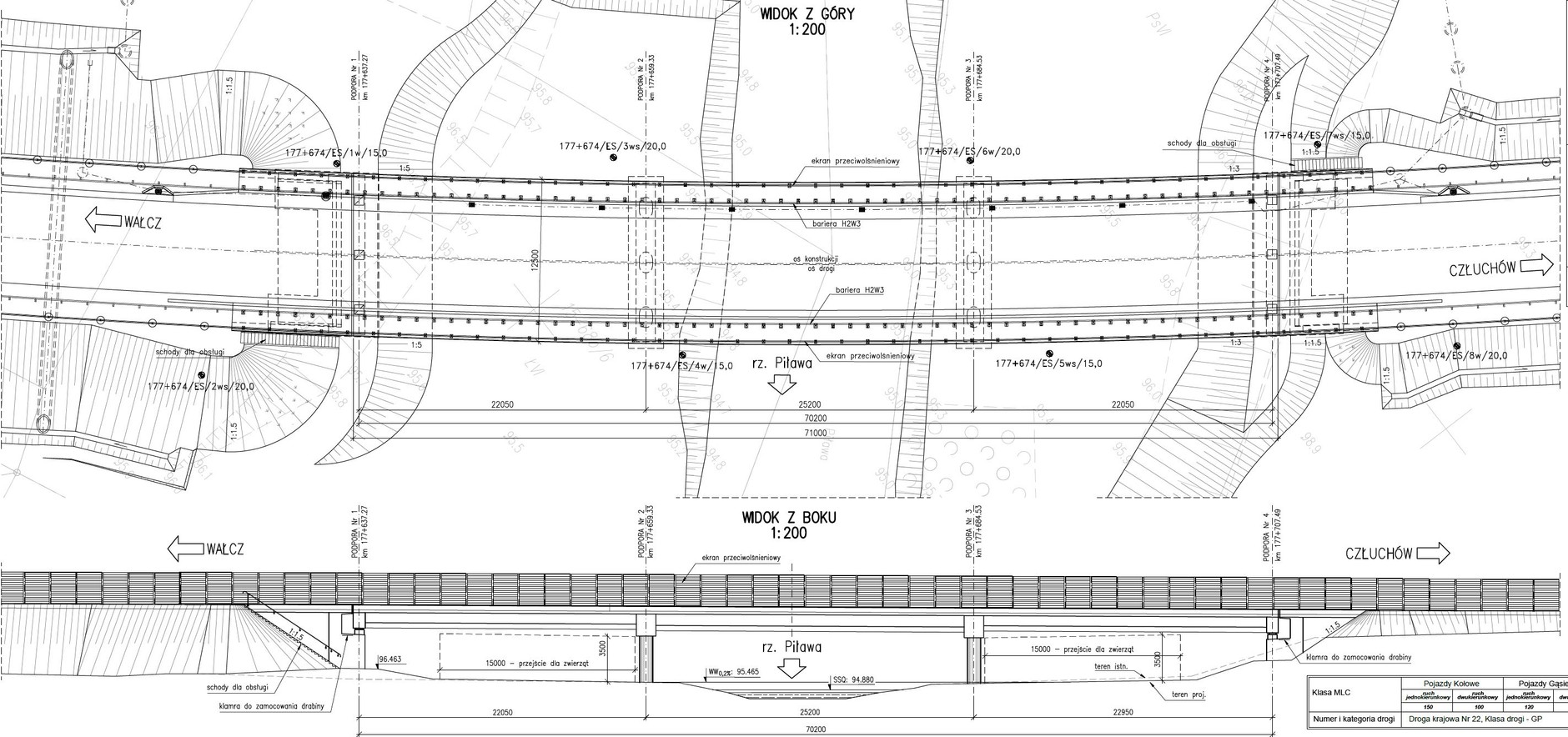 Projekt mostu nad Pilawą