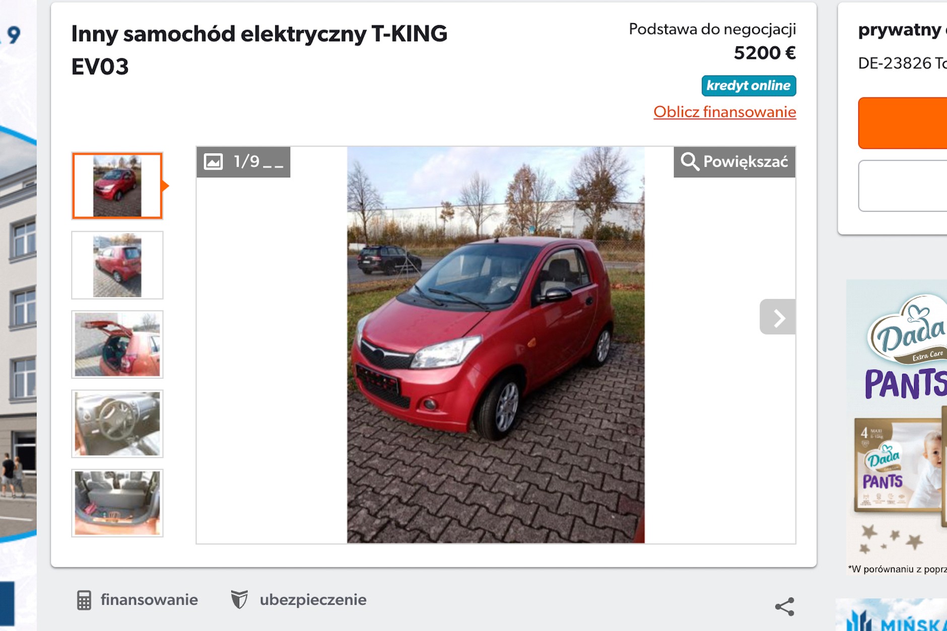 Chińskie miniauto na prąd