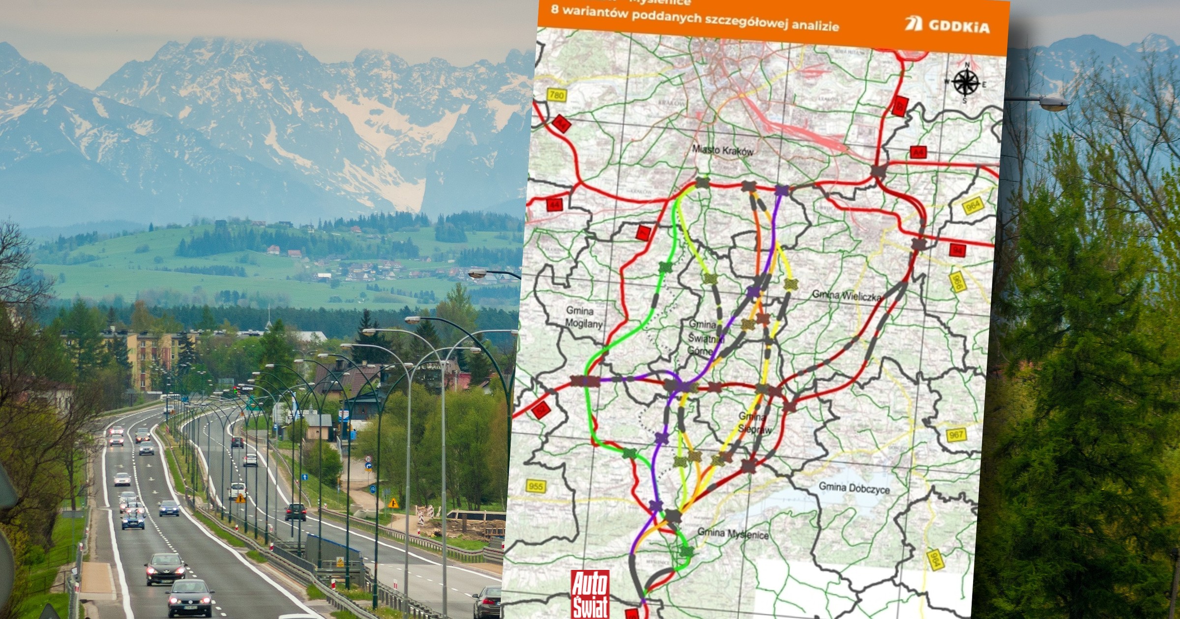 GDDKiA przedstawiła warianty trasy S7 Kraków - Myślenice. Miasto nie zgadza się na te plany