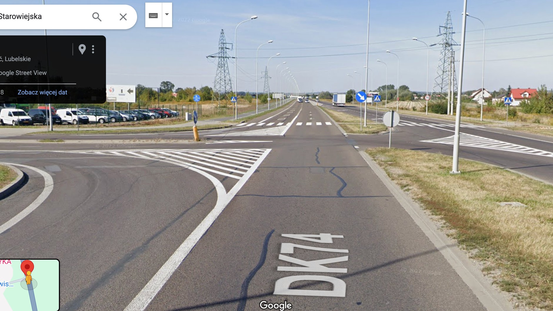 Widok na skrzyżowanie, na którym doszło do kolizji