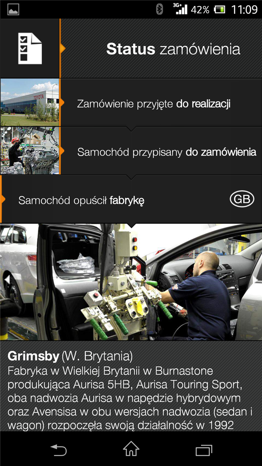 Aplikacja Moja Toyota i status przygotowania samochodu