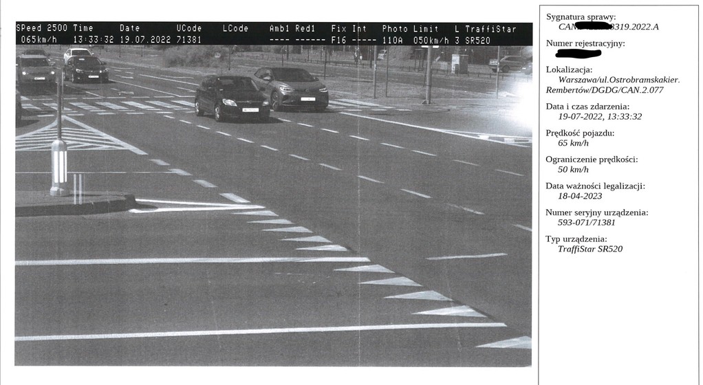 Zdjecie z fotoradaru, który nie jest fotoradarem