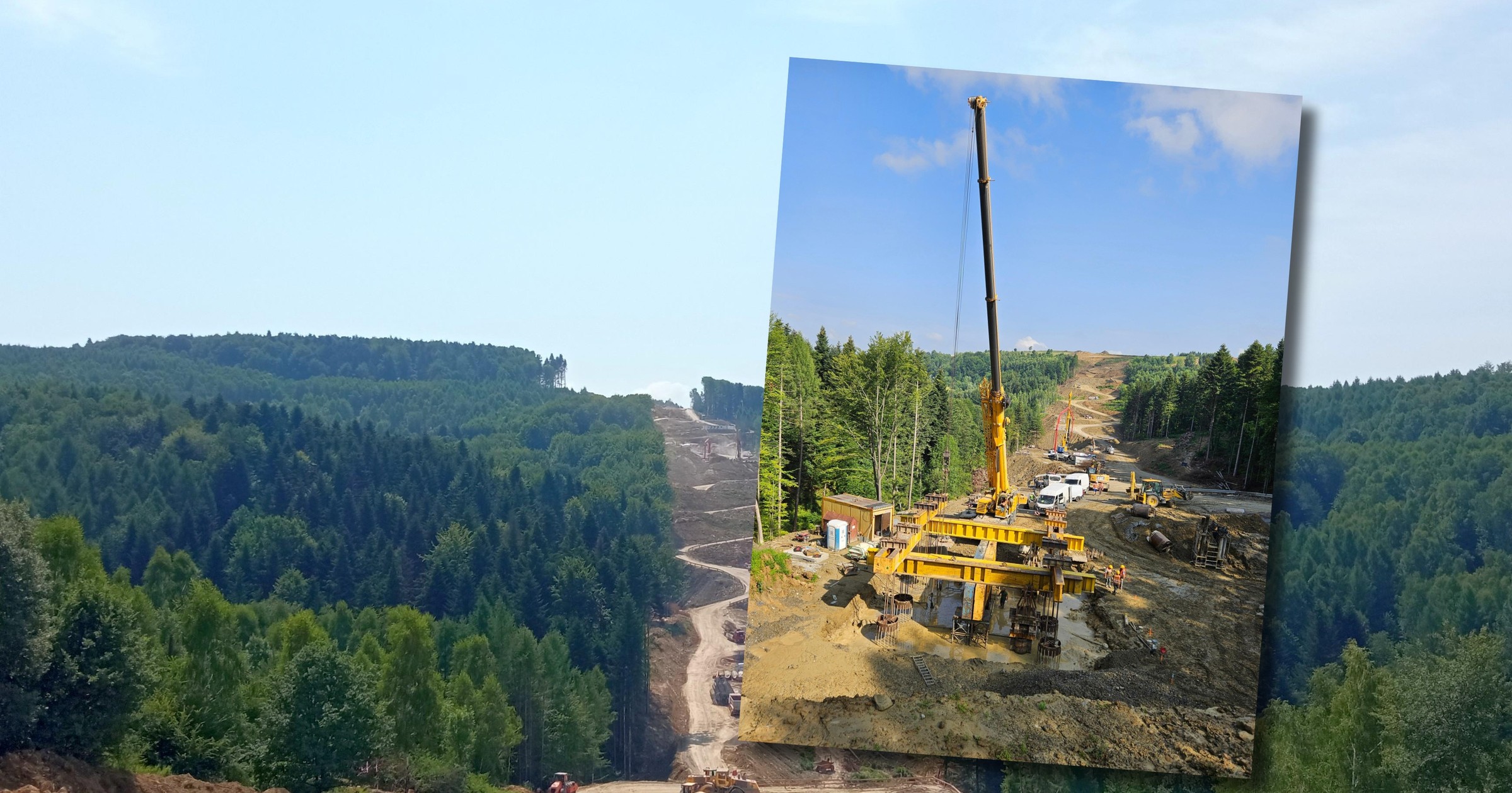 Próby obciążeniowe na budowie drogi S19 Babica — Jawornik