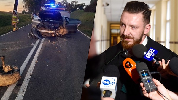 Paweł Kozanecki, adwokat "od trumny na kółkach", zatrzymany (fot. z wypadku: Policja Olsztyn)