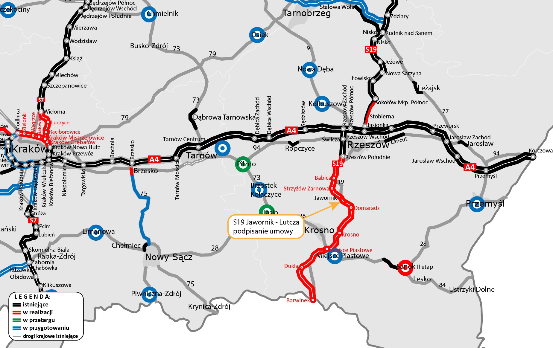 Mapa - S19 Jawornik — Lutcza
