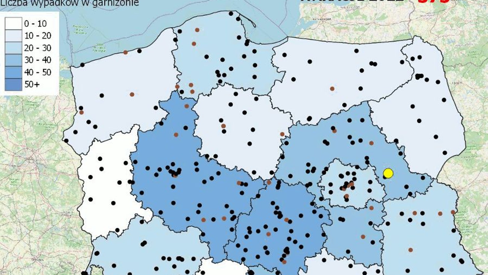 Mapa wypadków: wakacje 2022 r.