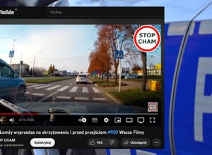 Policyjny radiowóz wyprzedza na skrzyżowaniu i tuż przed przejściem dla pieszych [WIDEO]