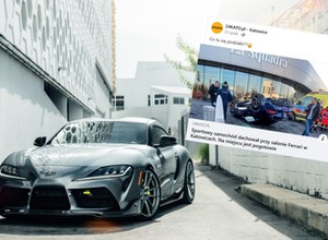 Spektakularnie dachował sportowym autem. Prawie wbił się do salonu Ferrari