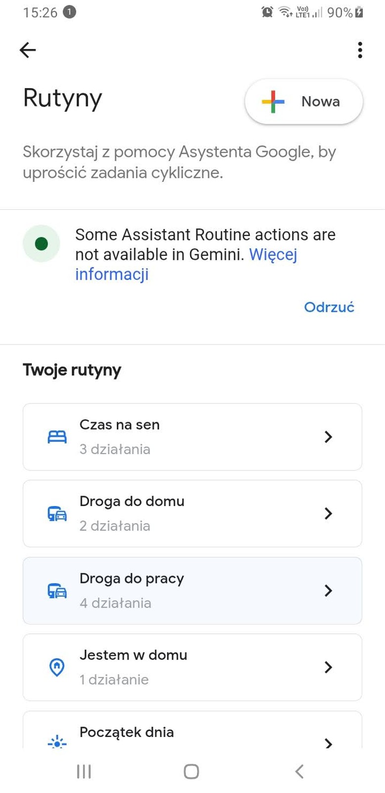 Rutyny w Asystencie Google