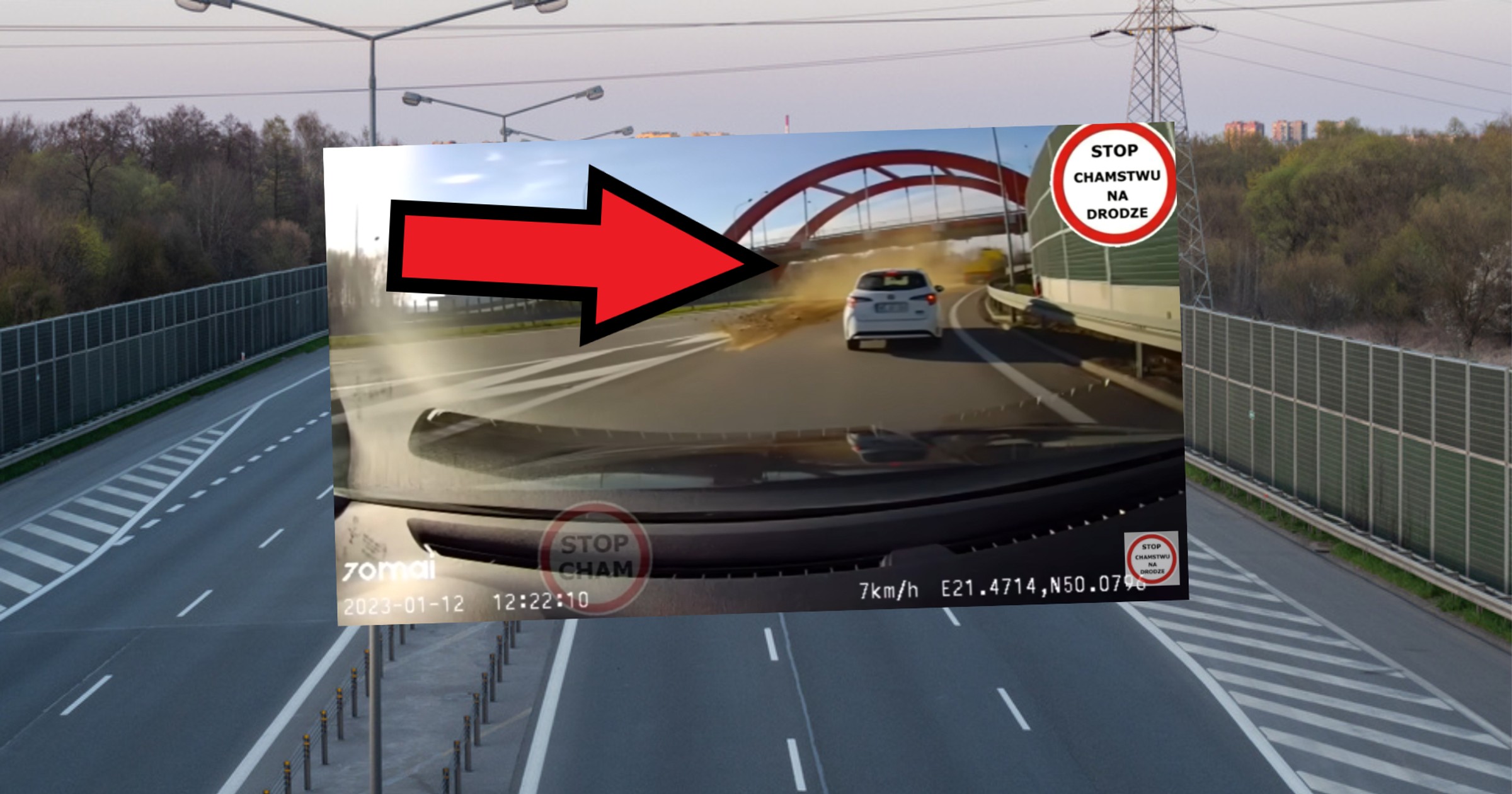 Na A4 kierowca osobówki oszukał przeznaczenie (fot. screen: Youtube/STOPCHAM)
