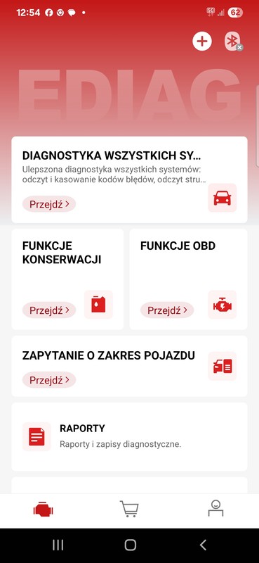 Interfejs diagnostyczny Kingbolen Ediag Elite: można wybrać polską wersję językową, ale nie wszystkie okna dialogowe i komunikaty zostały przetłumaczone. Przy bardziej zaawansowanych funkcjach lepiej od razu przejść na język angielski.