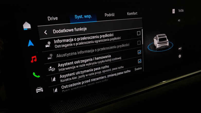 Dźwiękowa informacja o przekroczeniu ograniczenia prędkości