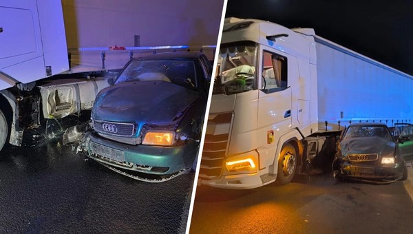 Pijana 17-latka starym Audi wjechała w tira. Wcześniej uciekała przed policjantami