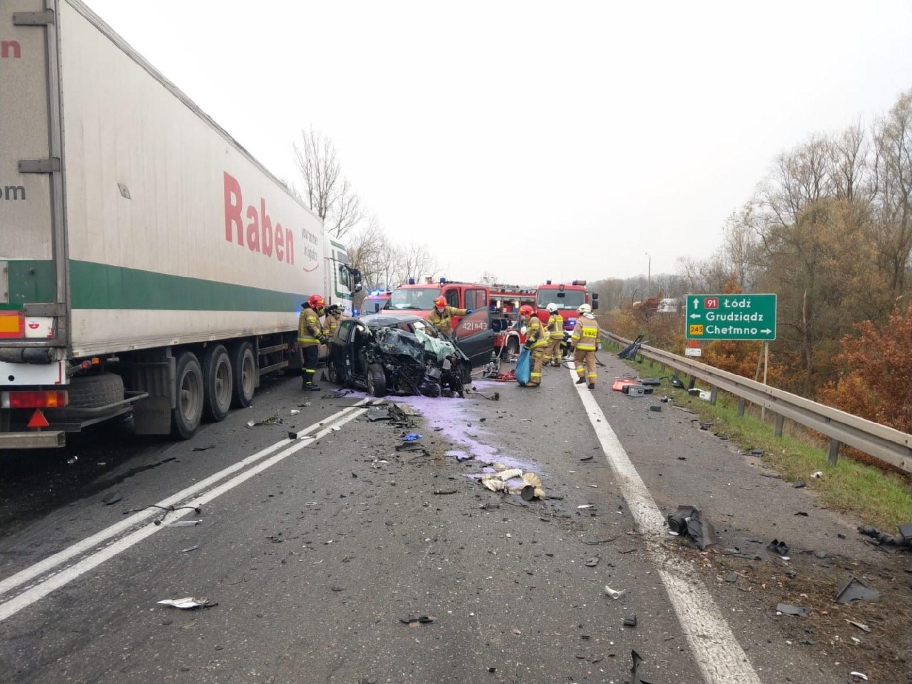 Wypadek na DK91 w Chełmnie