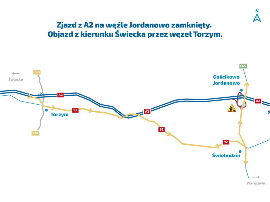 Objazd wyznaczony przez węzeł Torzym