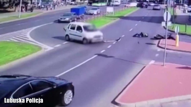 Wypadek z udziałem motocyklu w Zielonej Górze