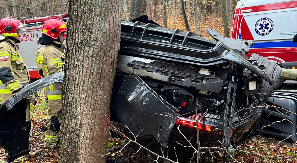 Po wypadnięciu z drogi Audi RS e-tron GT dachowało