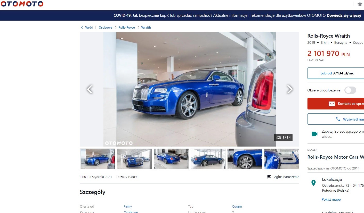Rolls-Royce Wraith – 2 013 000 zł