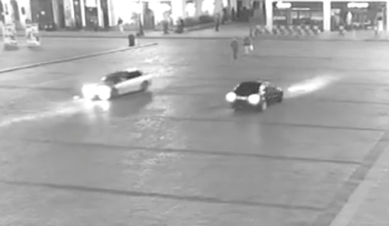 Drifting na bydgoskim rynku, fot. policja.pl